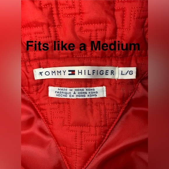 Tommy Hilfiger red puffer vest. Label shows Large, but fits like a Medium. - Picture 3 of 7